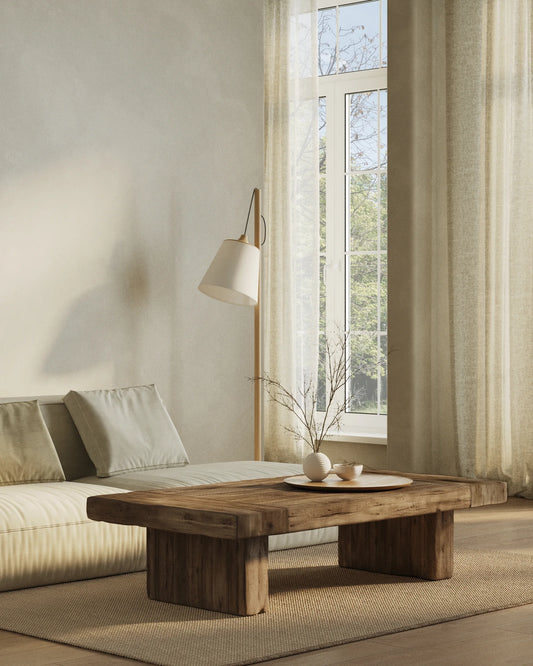 Akre - prostokątny stolik kawowy z drewna dębowego