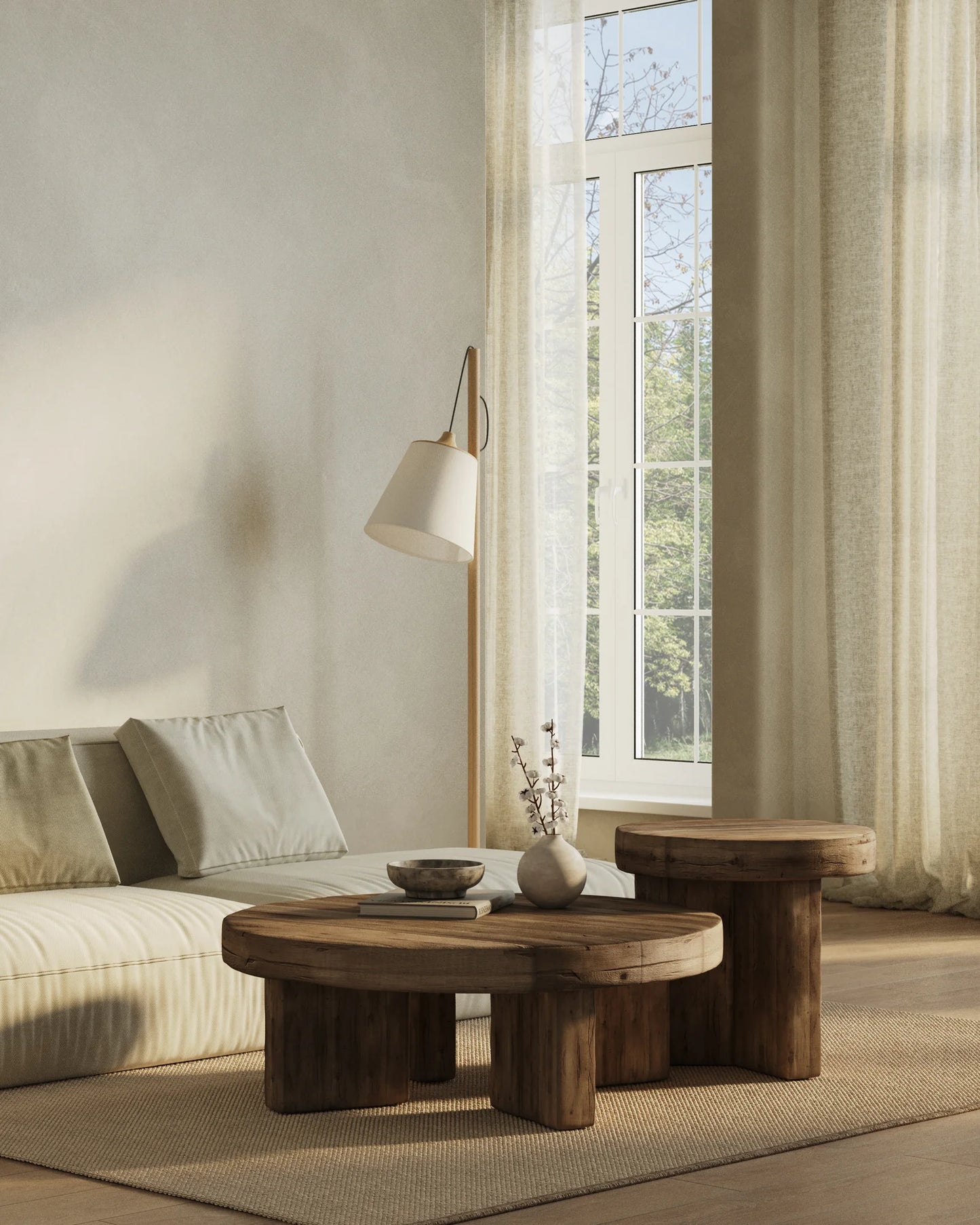 Zestaw stolików kawowych z litego dębu - Lunde + Dalby