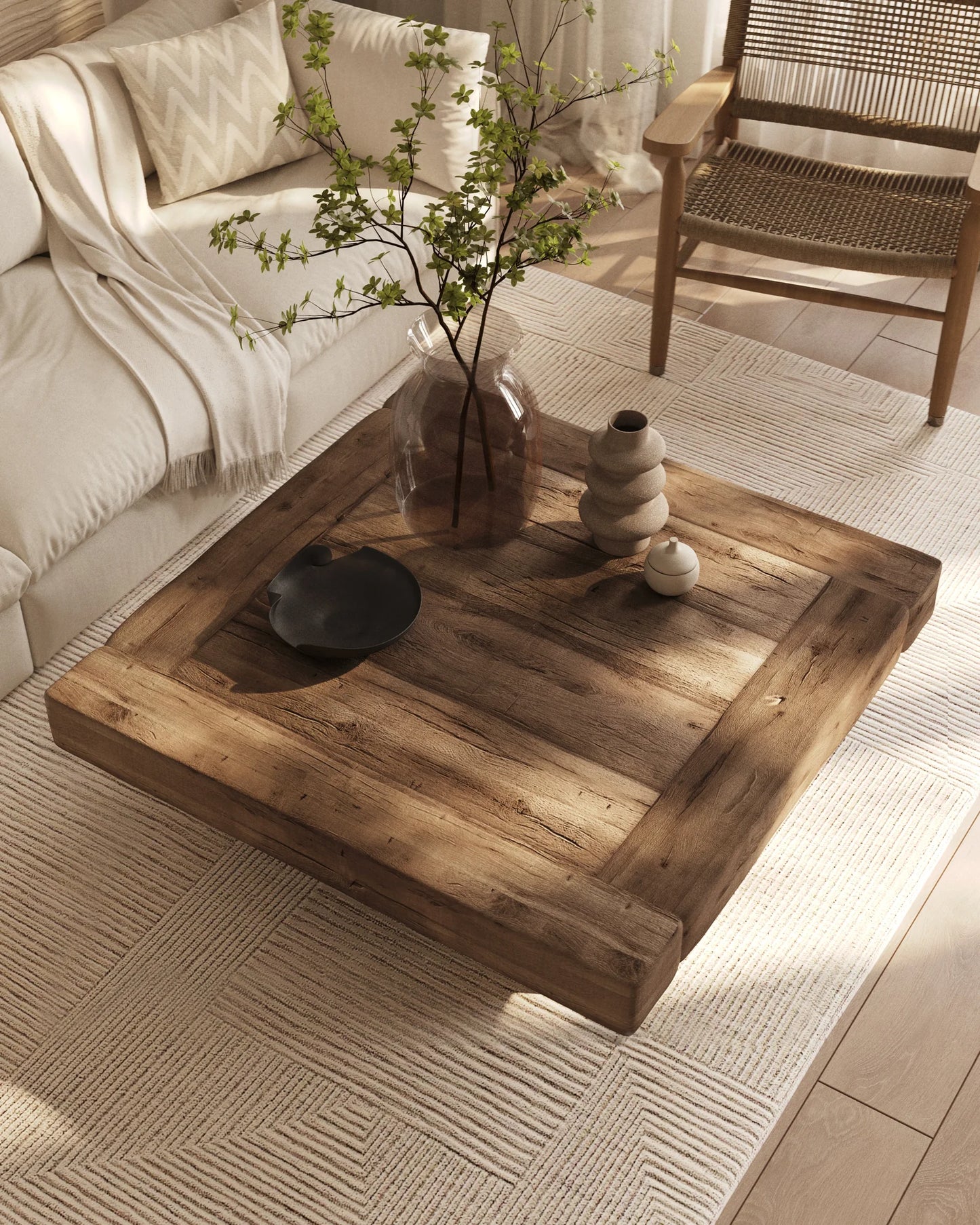 Vega - kwadratowy stolik kawowy z drewna dębowego