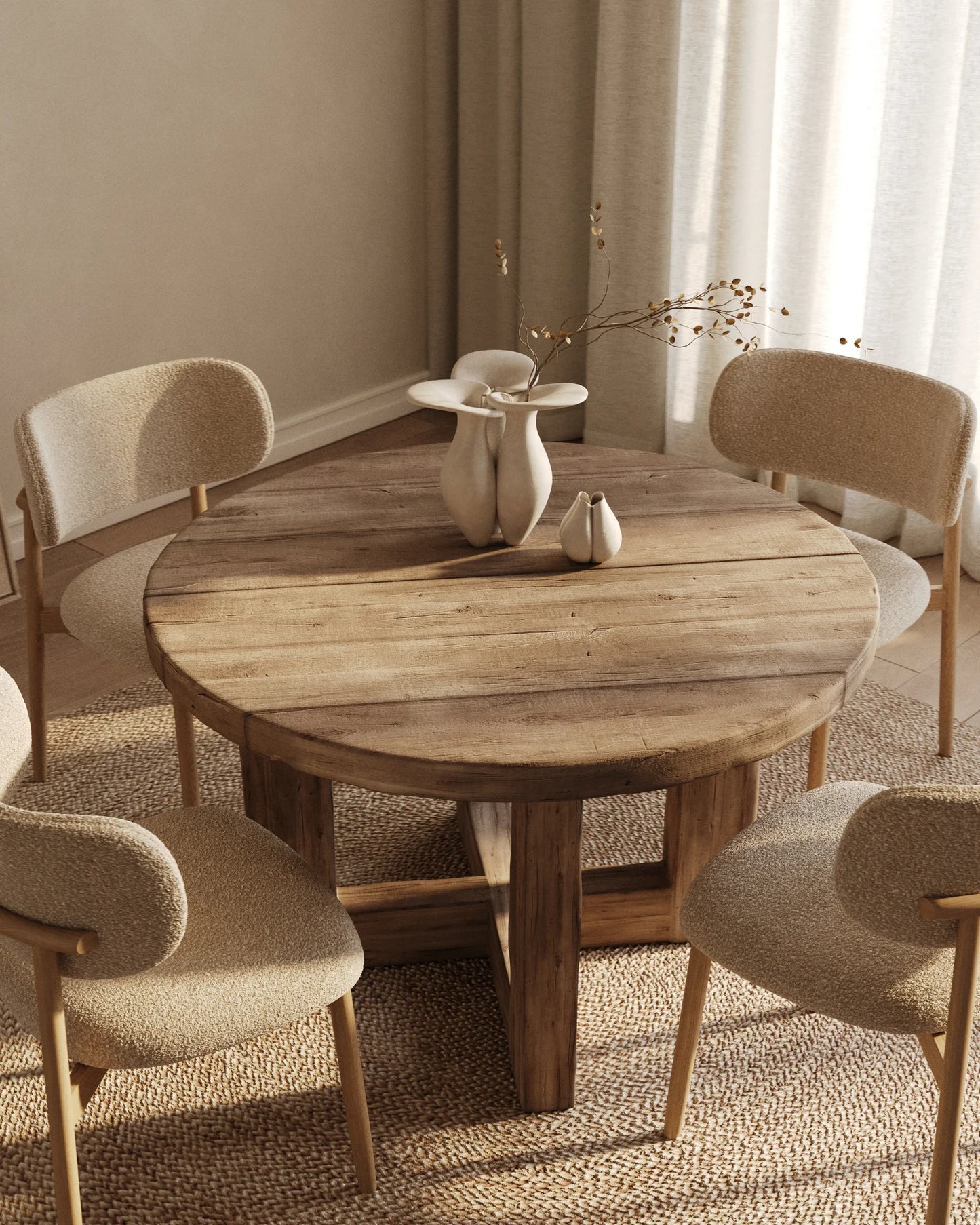 Deia - okrągły stół jadalniany z drewna dębowego