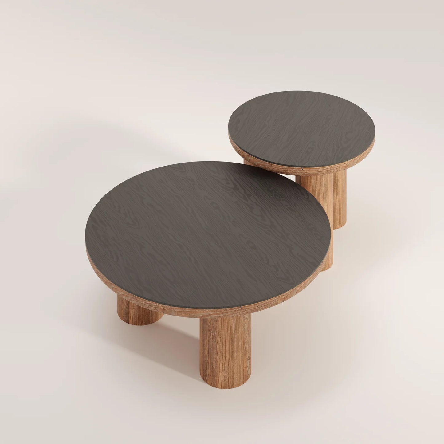 Zestaw stolików kawowych z drewna sosnowego - Nola + Osso