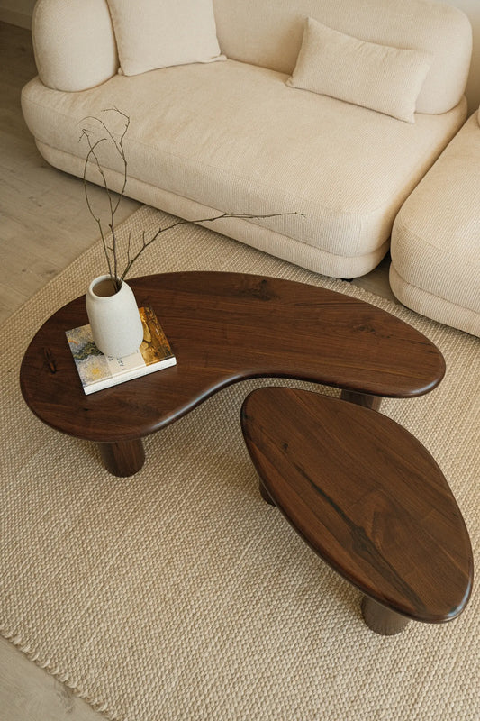 Zestaw stolików kawowych z drewna orzechowego - Fina + Stei