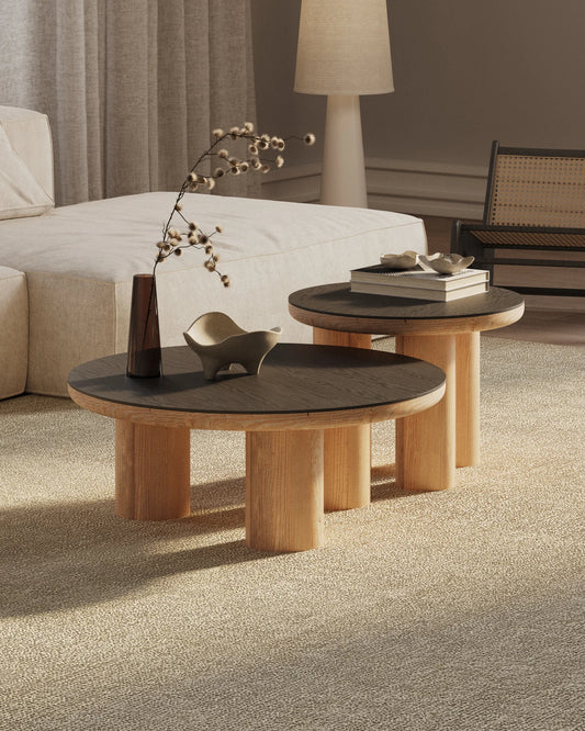 Nola - okrągły stolik kawowy z drewna sosnowego