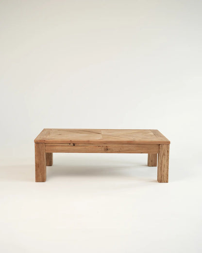 Sage - prostokątny stolik kawowy z drewna sosnowego z recyklingu