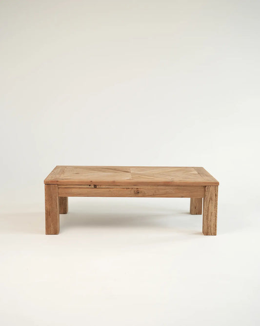 Sage - prostokątny stolik kawowy z drewna sosnowego z recyklingu