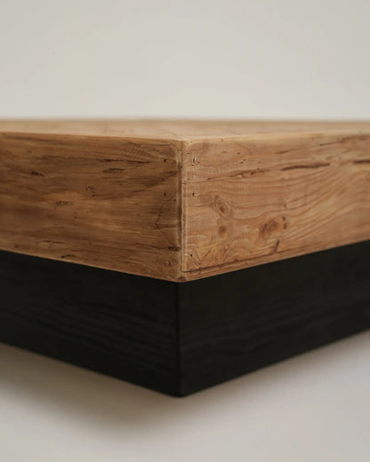 Zola - kwadratowy stolik kawowy jodełka z drewna z recyklingu