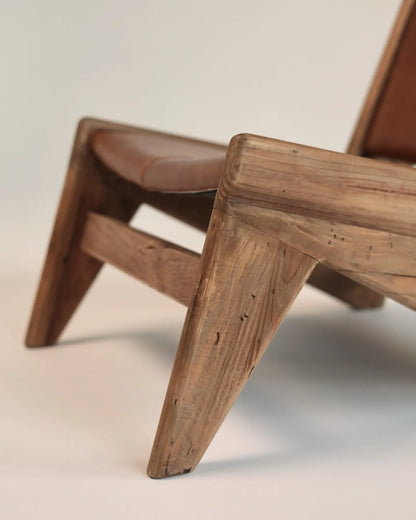 Sund - krzesło z drewna sosnowego i skóry naturalnej