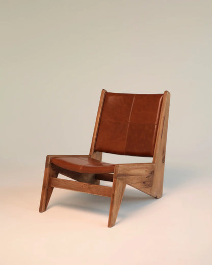 Sund - krzesło z drewna sosnowego i skóry naturalnej